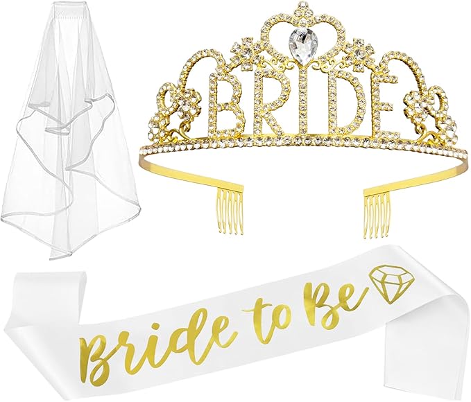 JETKONG 3 Pcs Bachelorette Party Decorations "BRIDE" Crown, Bride to Be by JETKONG