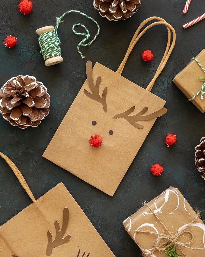 qiqee 50-Packs Brown Paper Gift Bags - Image 5
