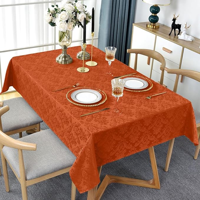Jacquard Tablecloth Rectangle 60 x 120 Inch, Spill Proof Wrinkle Free Damask - Image 3