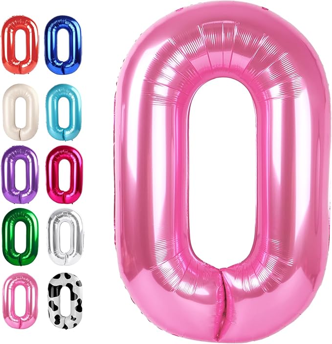 Pink 40 Inch 0 Number Balloons, 0 Decorations by Upgesy