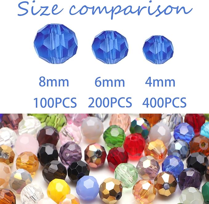 200PCS 6MM Crystal Glass Beads for Jewelry Making Mix Color Rondelle Facted - Image 2
