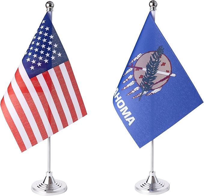 ZXvZYT 2 Pack American US Oklahoma flag USA Oklahoma OK State table flag by ZXvZYT