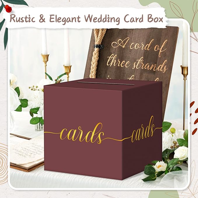 QIKSION Maroon Graduation Card Box, Wedding Reception, Baby Shower - Image 2