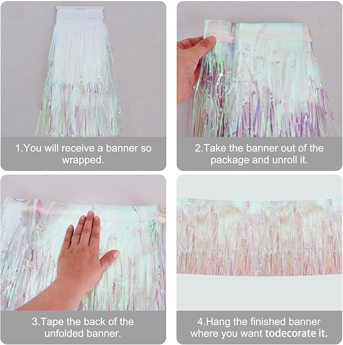BEISHIDA 3 Packs Metallic Foil Fringe Garland Shining Transparent Wall Hanging - Image 3