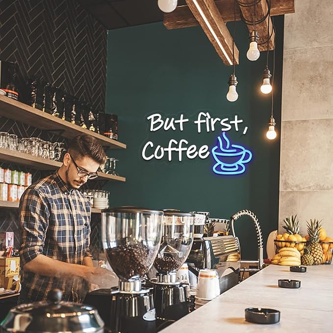 But First Coffee Neon Sign for Coffee Bar Pub Decor, Wall Art Decoration For - Image 5