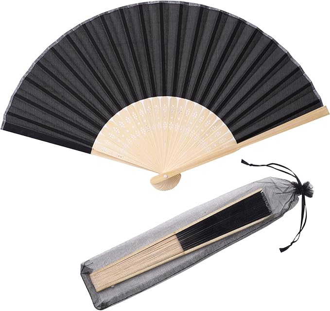 24pcs Imitated Silk Hand Fan Imitated Silk Fabric Bamboo Handheld Folded Fan by SLcrafts