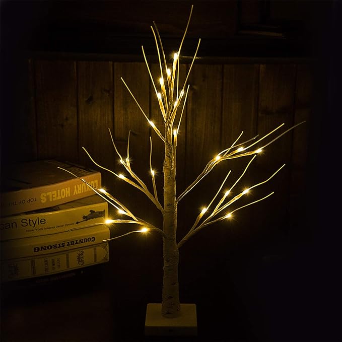 Sunnyglade 2PCS 2Ft 24 LED Birch Tree Light Bonsai Tree Light Warm White - Image 3