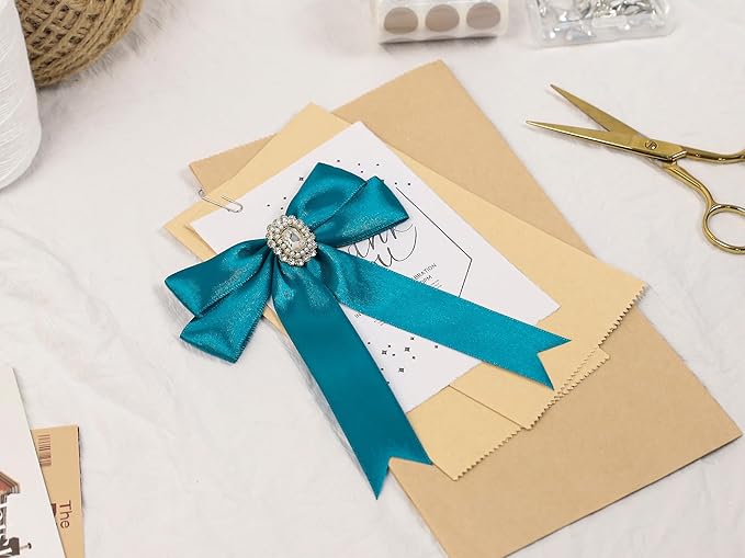 Turquoise Satin Ribbon 1 inch X Continuous 50 Yards, Single Face Polyester - Image 7