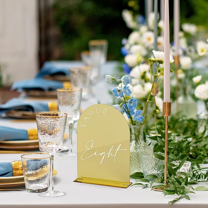 Gold Mirror Arch Wedding Table Numbers 1-25 - Image 6