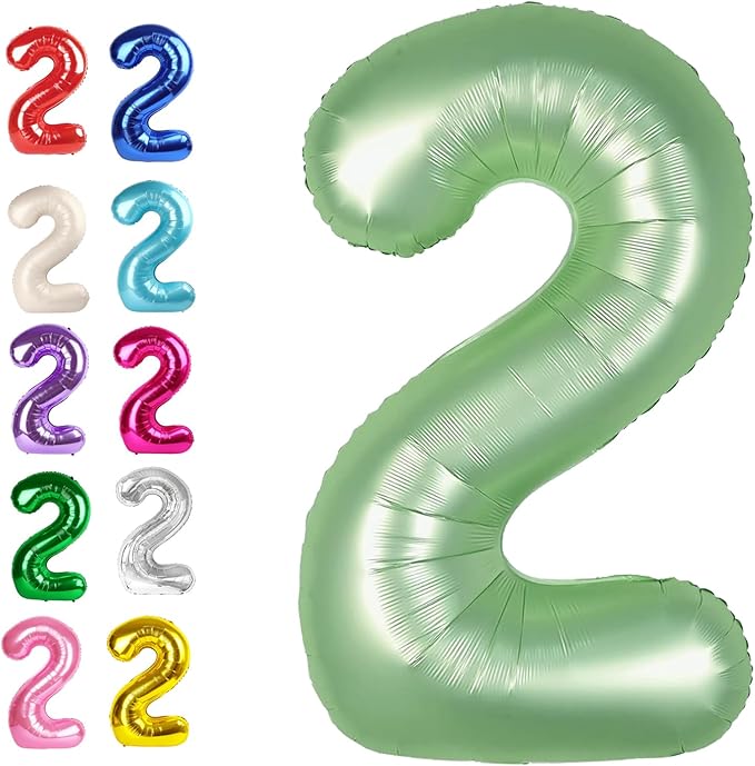 Big 40 Inch Sage Green 2 Number Balloon Birthday Decoration, 2026 Oliver Green by Upgesy