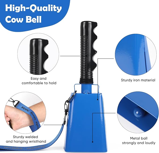 Cow Bells Noise Makers with Handle: Cowbells Hand Percussion - Image 3