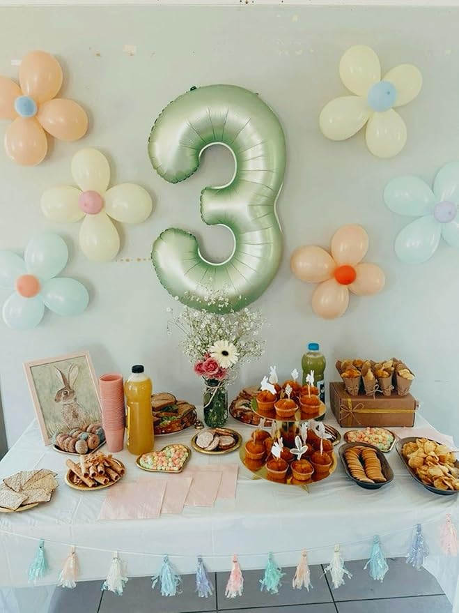 40 Inch Sage Green 3 Large Number Balloon, 3 13 23 30 33 36 Oliver Green - Image 7