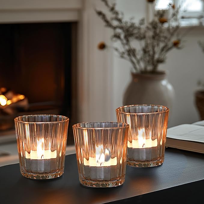 ComSaf Votive Candle Holders, Ribbed Tealight Candle Holder - Image 7