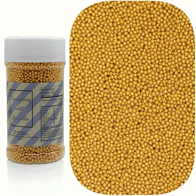 Dynastang 2mm Gold Pearls Sprinkles Edible Pearls Cake Decorating Stars Cake by Unknown