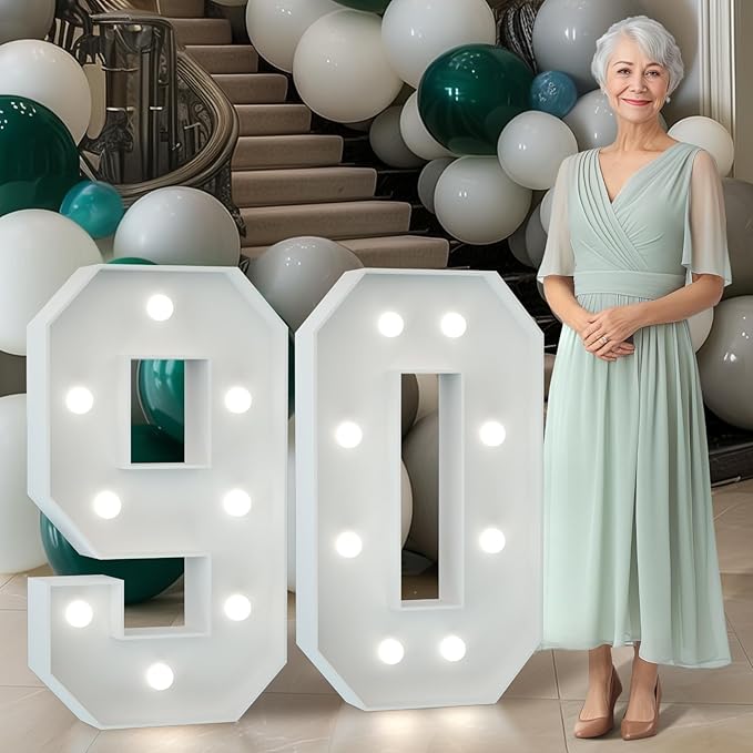 Marquee Numbers 3 Feet Tall Big Light Up Numbers 90th Birthday Decorations by Letsmakeitimpressive