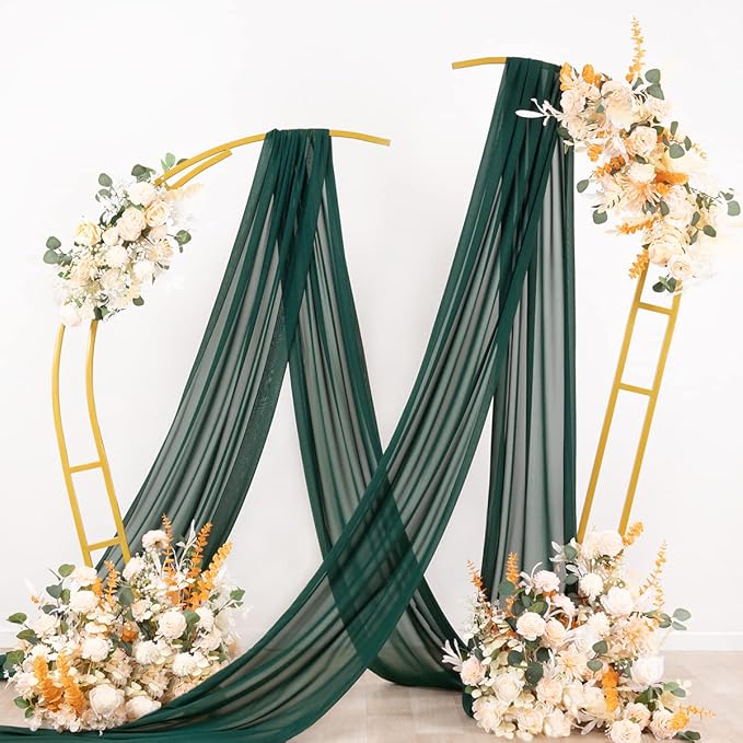 Socomi Wedding Arch Draping Fabric 2 Panels 29" x 19Ft Emerald Green Sheer - Image 4