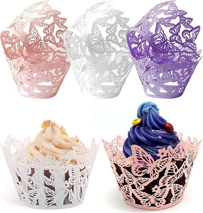 Cupcake Liners, Cupcake Wrappers Artistic Bake Cake Toppers Little Butterfly by Ylapagne