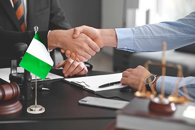 Nigeria Nigerian Deluxe Desk Flag Set Small Mini Miniature Nigeria Nigerian - Image 2