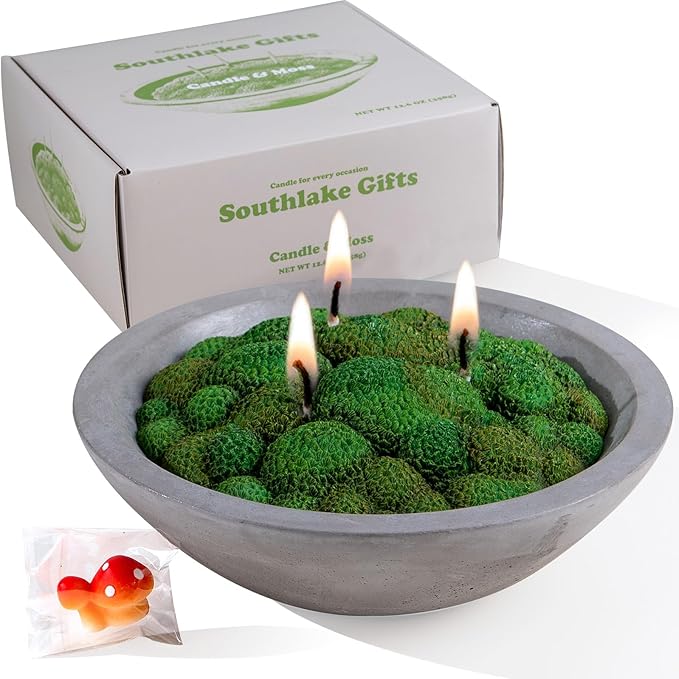 Grass Moss Scented Candle Bowl Home Decoration by iLikePar