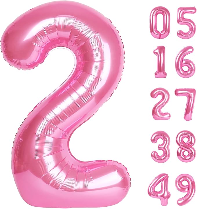 Big Pink 2 Number Balloon 40 Inch Birthday Decoration, Number 2 Helium Balloon by Upgesy