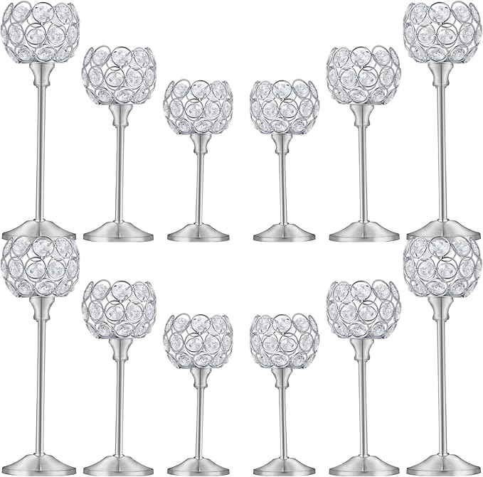 Crystal Candle Holders Set of 16 by Unknown
