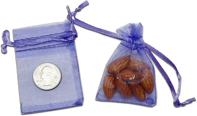 TheDisplayGuys 48-Pack 2" x 2-3/4" Lavender Sheer Organza Gift Bags - Image 3