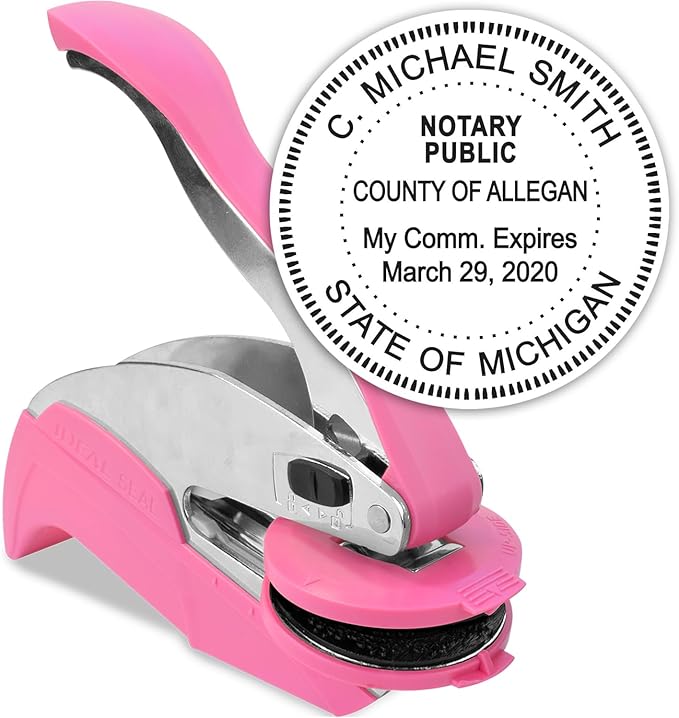 MaxMark Notary Seal Round Pink Embosser by Maxmark