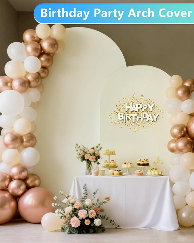 HEMMOTOP Light Beige Arch Backdrop Cover 7.2 ft, Wedding Arch Covers Stretchy - Image 4