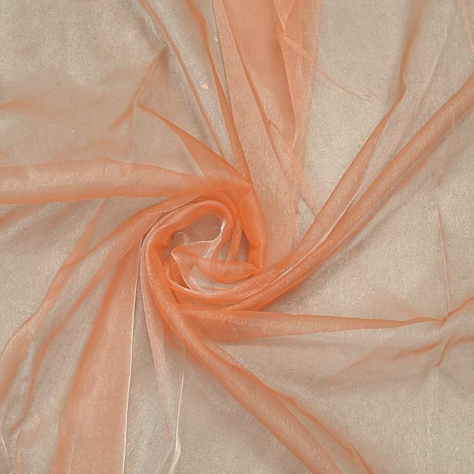 VDS Peach Organza Fabric, 10 Yards Continuous, 45” Wide, Wedding Party by VDS
