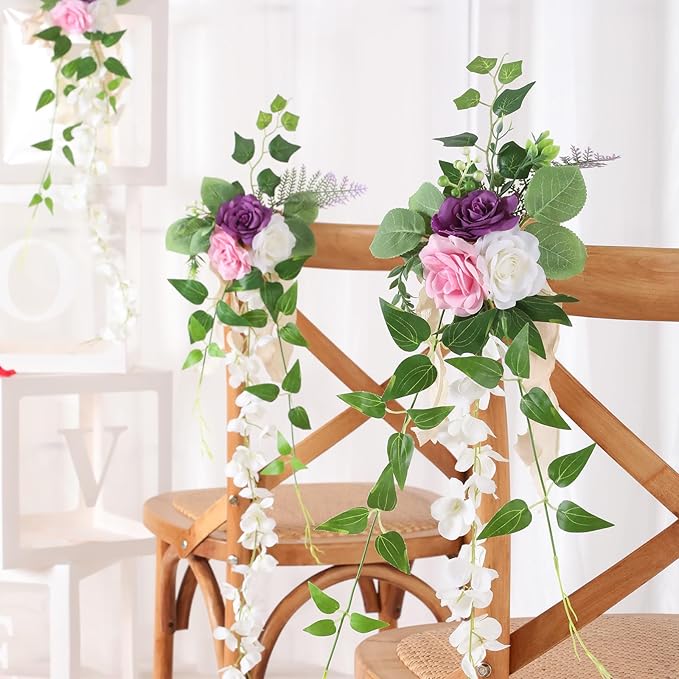 Wedding Aisle Decorations Set of 10 Chair Back Flowers Floral Pew Wedding - Image 3