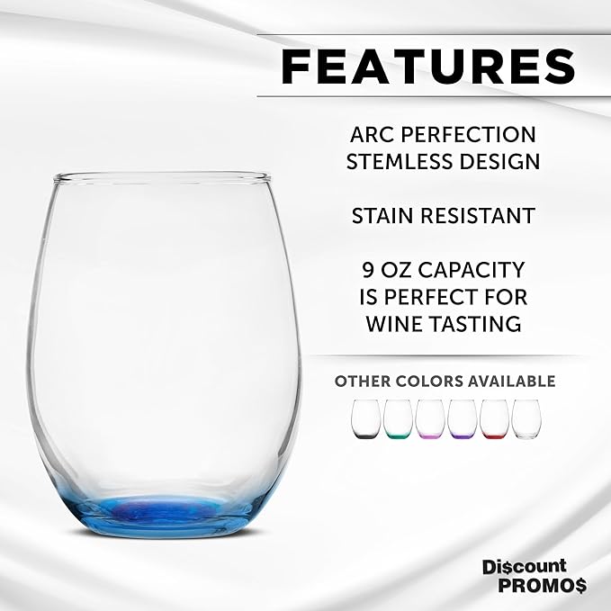 DISCOUNT PROMOS Stemless Wine Glass 9 oz. Set of 10, Bulk Pack - Image 2