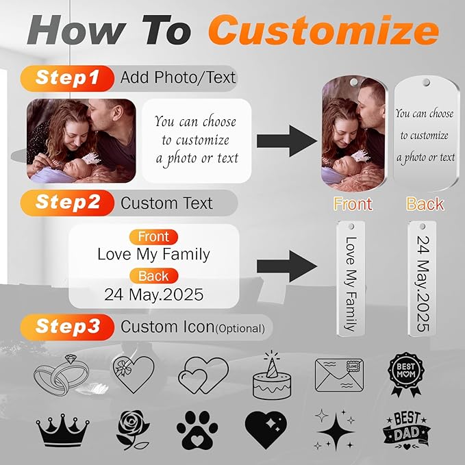 Custom Keychain with Picture, Personalized Photo Keychain with LOGO Text - Image 3