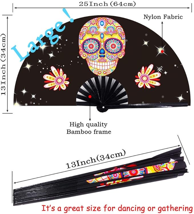 Amajiji Large Folding Hand Rave Fan Popping Fan - Image 5