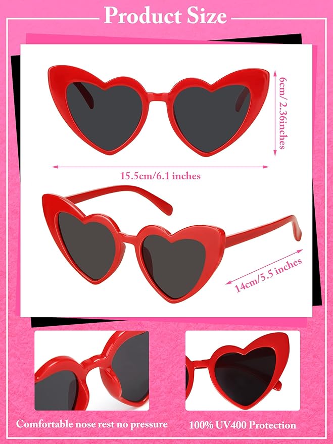Flutesan 12 Pack Bachelorette Sunglasses Bride Bridesmaid Heart Shaped - Image 2