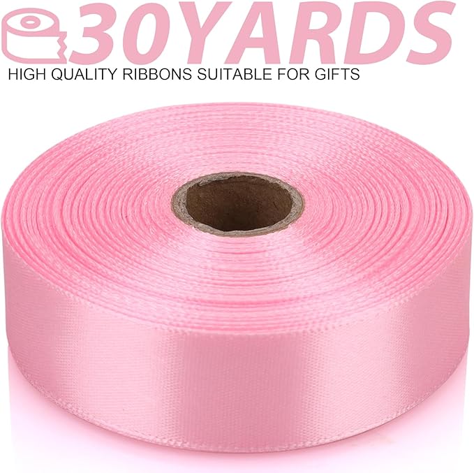 Light Pink 7/8 Inch 30 Yards Satin Craft Ribbon - Image 2