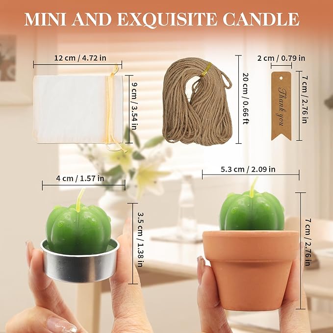 AZEAM 24 Pcs Succulent Candles Party Favors, Bulk Cactus Table Decor - Image 2