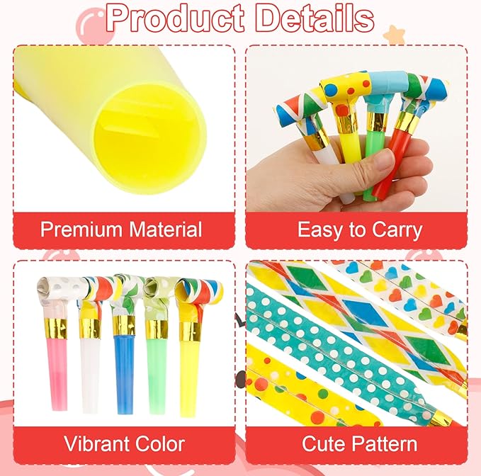 Party Blowers, Party Blowouts, Party Noise Makers Horns, Colorful Birthday - Image 4