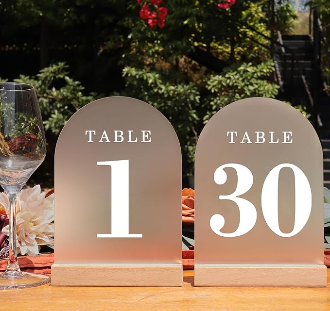 Wedding Table Numbers 1-30, Acrylic Arch Signs by ORGANTEAM