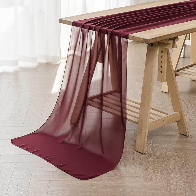 6Pack 9ft Chiffon Table Runner 14x108 Inch Sheer Romantic Table Runner by flohar