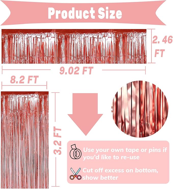 4P Metallic Foil Fringe Tinsel Table Skirts - Image 2
