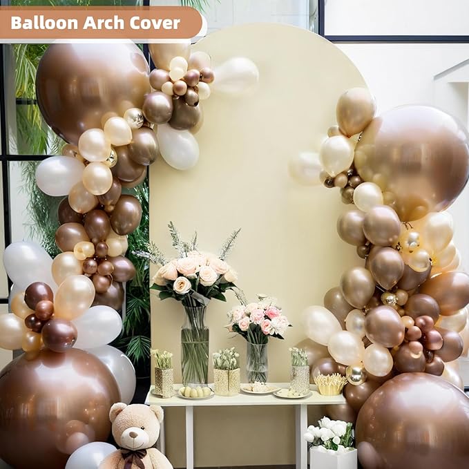 HEMMOTOP 7.2 ft Light Beige Arch Backdrop Cover, Ivory Spandex Arch Covers - Image 8