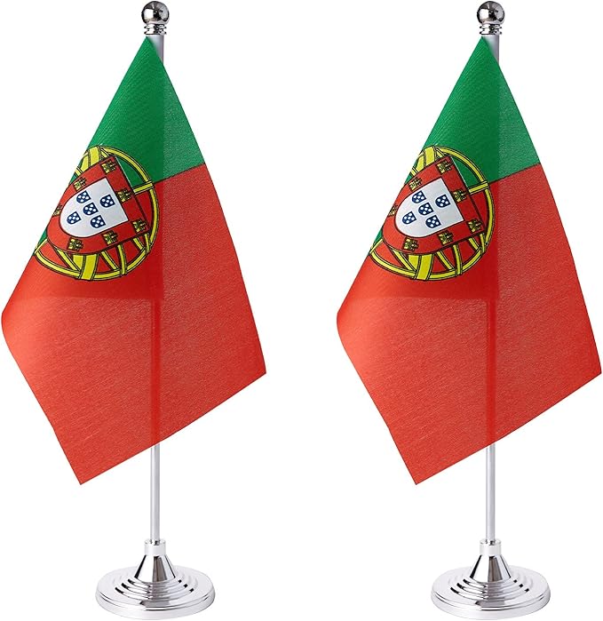 ZXvZYT 2 Pack Portugal flag Portuguese Table Flag Small Mini Portuguese Desk by ZXvZYT