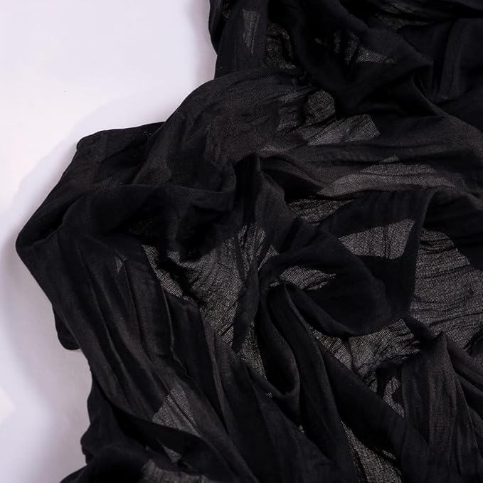 Black Halloween Table Runner 6 Pack Black Cheesecloth Table Runners 120 Inches - Image 3