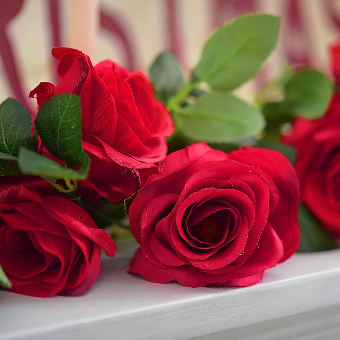 FiveSeasonStuff 29 Ft 4 Pack Rose Silk Flower Garland Artificial Flowers - Image 7