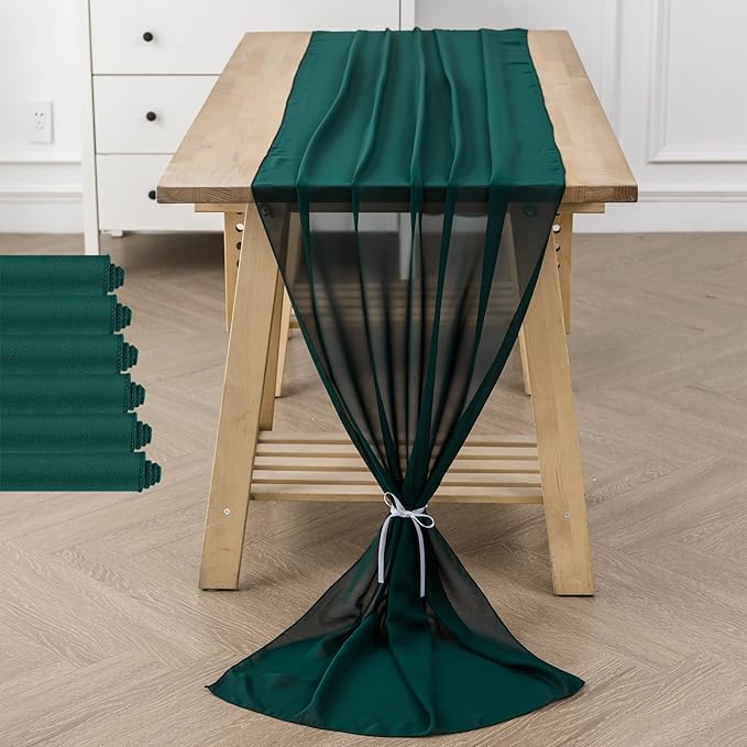 6Pack 9ft Chiffon Table Runner 14x108 Inch Sheer Romantic Table Runner - Image 6