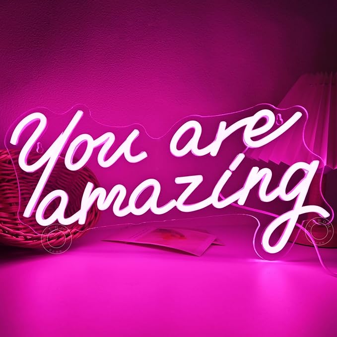 SYLHOME Pink You Are Amazing Led Neon Light Sign Girls Bedroom Kids Room Wall - Image 2