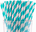 Pack of 300 Turquoise Swirls Biodegradable 4-Ply Paper Drinking Straws by Stephanie+Imports