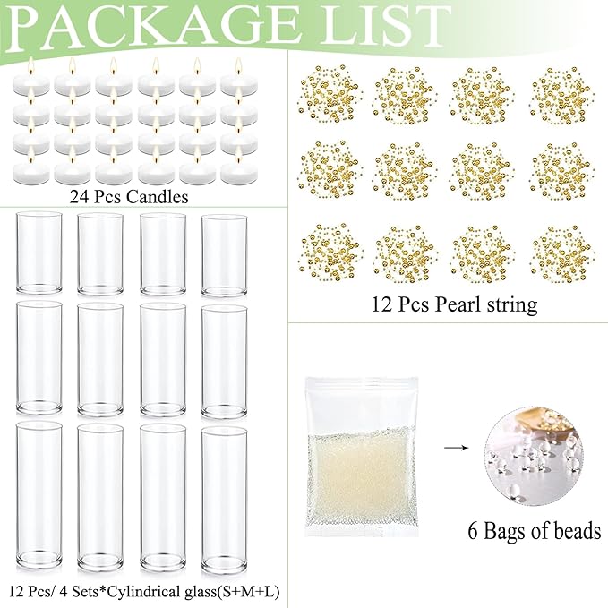 Set of 12 Glass Cylinder Vases for Centerpieces - Image 2