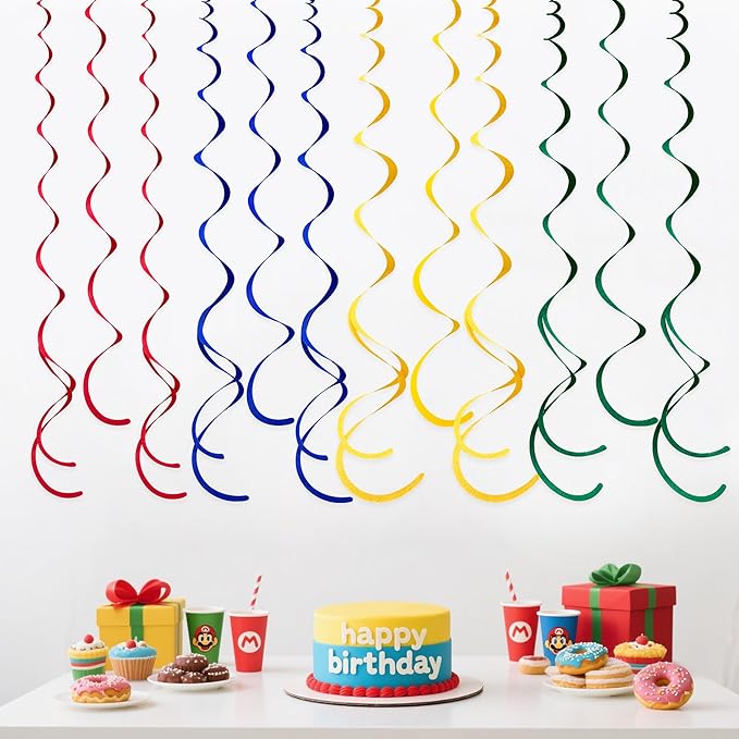 36 Pcs Super Mario Hanging Swirl Decorations Colorful Felt Swirl Streamer - Image 6