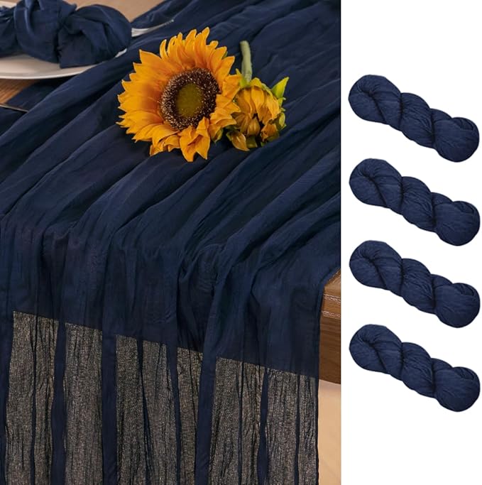 Navy Blue Cheesecloth Table Runner 4 Pack Fall Table Runners Boho Gauze 120 by DeZerlor